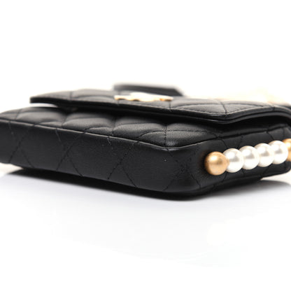 Chanel Calfskin Quilted About Pearls Card Holder Flap With Chain Black 7 of 14