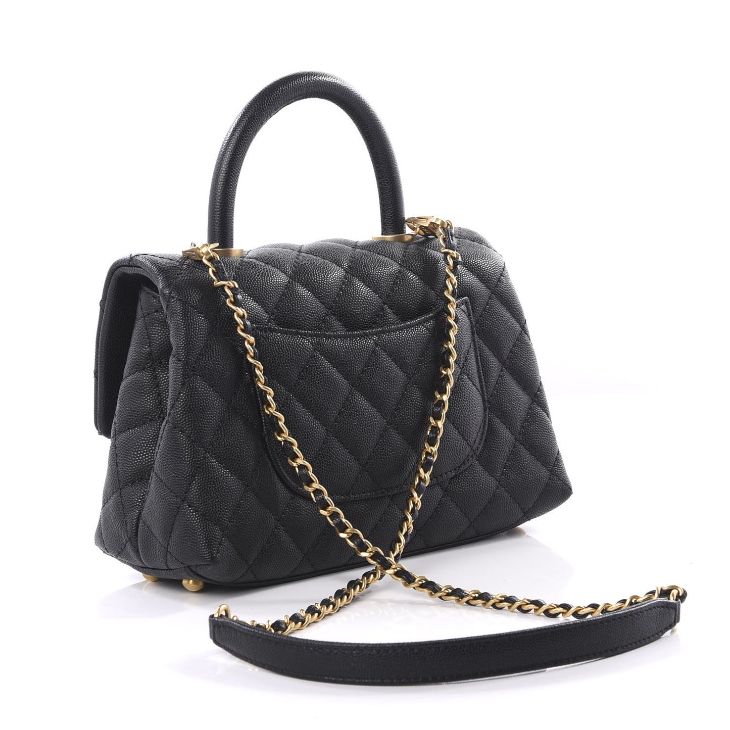 Caviar Quilted Mini Coco Handle Flap Black
