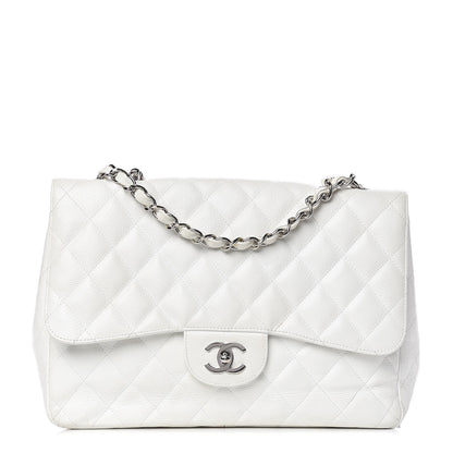 Chanel Caviar Quilted Jumbo Single Flap White 1 of 18