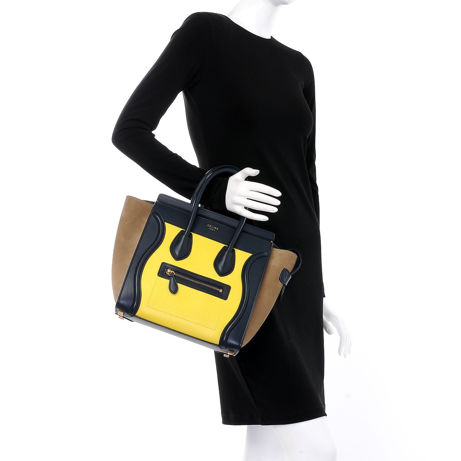 Celine Nubuck Grained Calfskin Micro Tri-Color Luggage Fluo Yellow 2 of 7