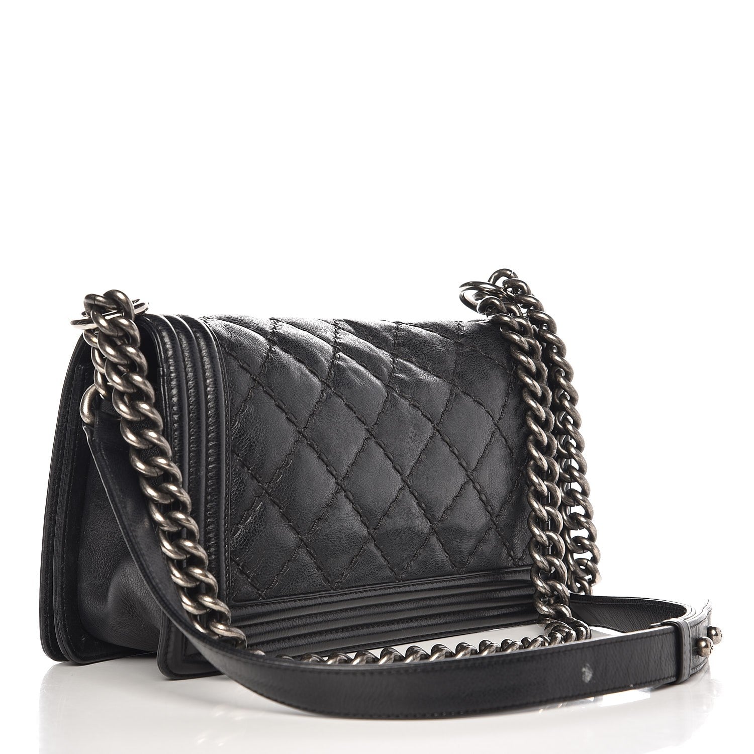 Chanel Calfskin Double Stitch Medium Boy Flap Black 3 of 15