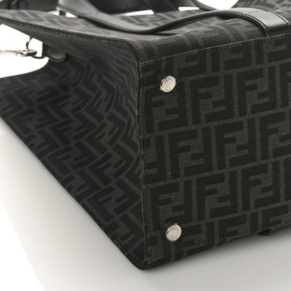 Fendi Recycled Fabric Jacquard Vitello Astro FF 1974 Shopping Tote Asfalto Black 7 of 8