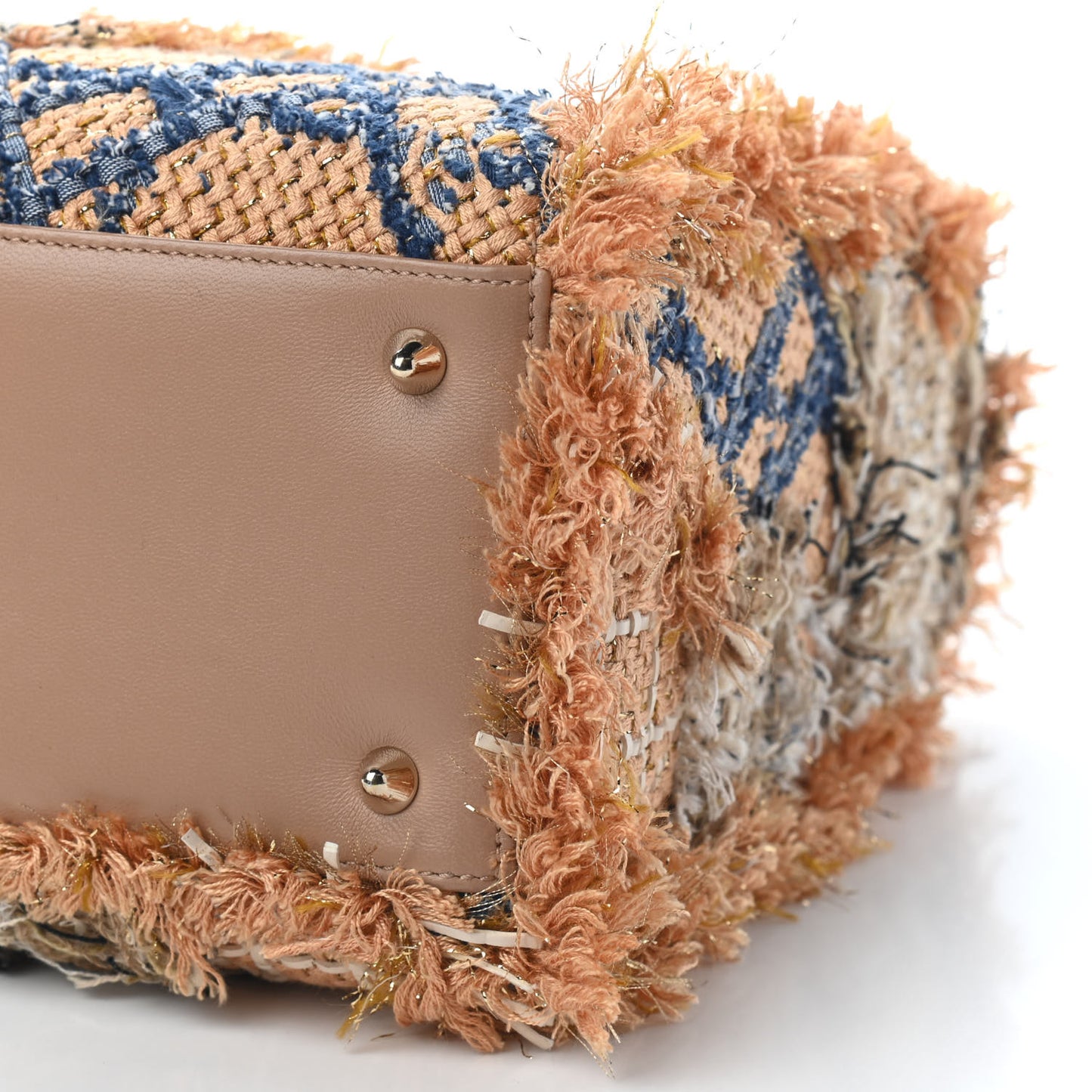 Tweed Crocodile Fringe Medium Lady Dior Multicolor