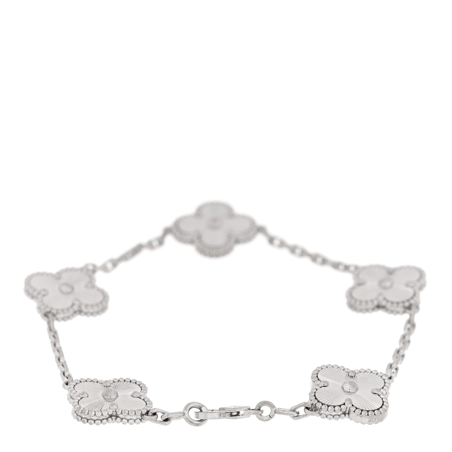 Van Cleef & Arpels 18K White Gold 5 Motifs Guilloche Vintage Alhambra Bracelet 2 of 4