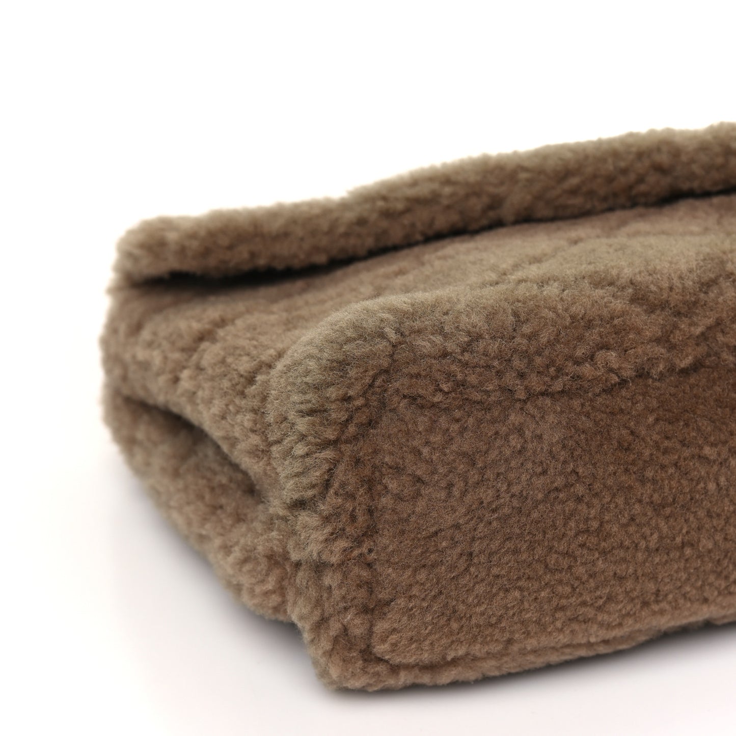 Shearling Lambskin Quilted Sade Puffer Envelope Clutch Natural Brown