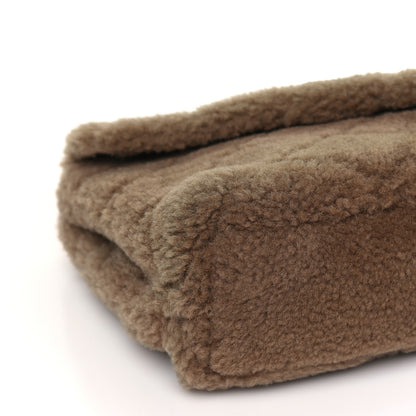 Saint Laurent Shearling Lambskin Quilted Sade Puffer Envelope Clutch Natural Brown 8 of 9