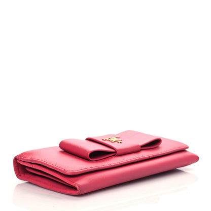 Prada Saffiano Fiocco Bow Continental Wallet Peonia 4 of 7