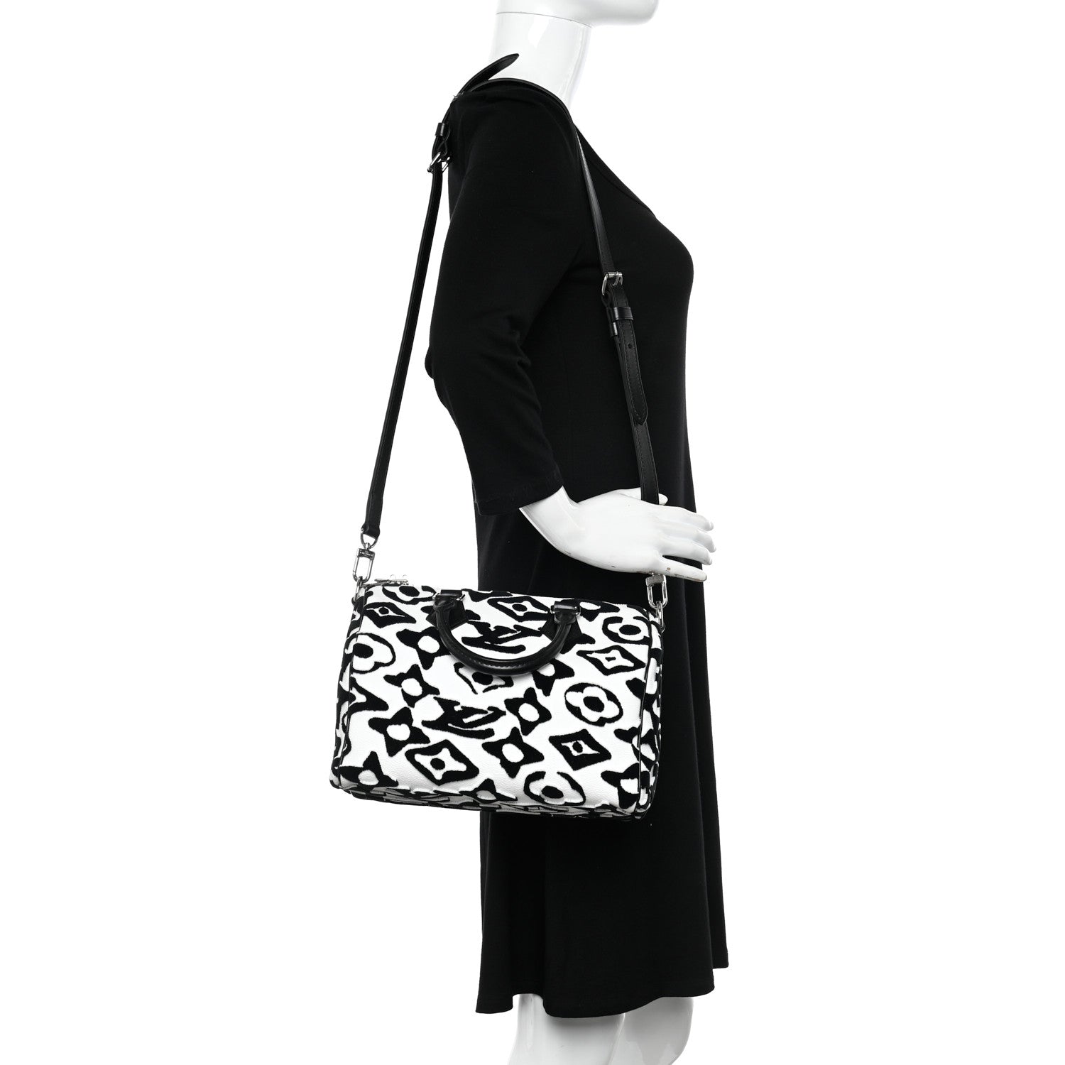 Louis Vuitton X UF Tufted Monogram Speedy Bandouliere 25 White Black 2 of 10