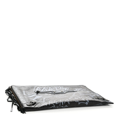 Balenciaga Agneau Classic Hardware Graffiti Small Pouch Black White 4 of 7