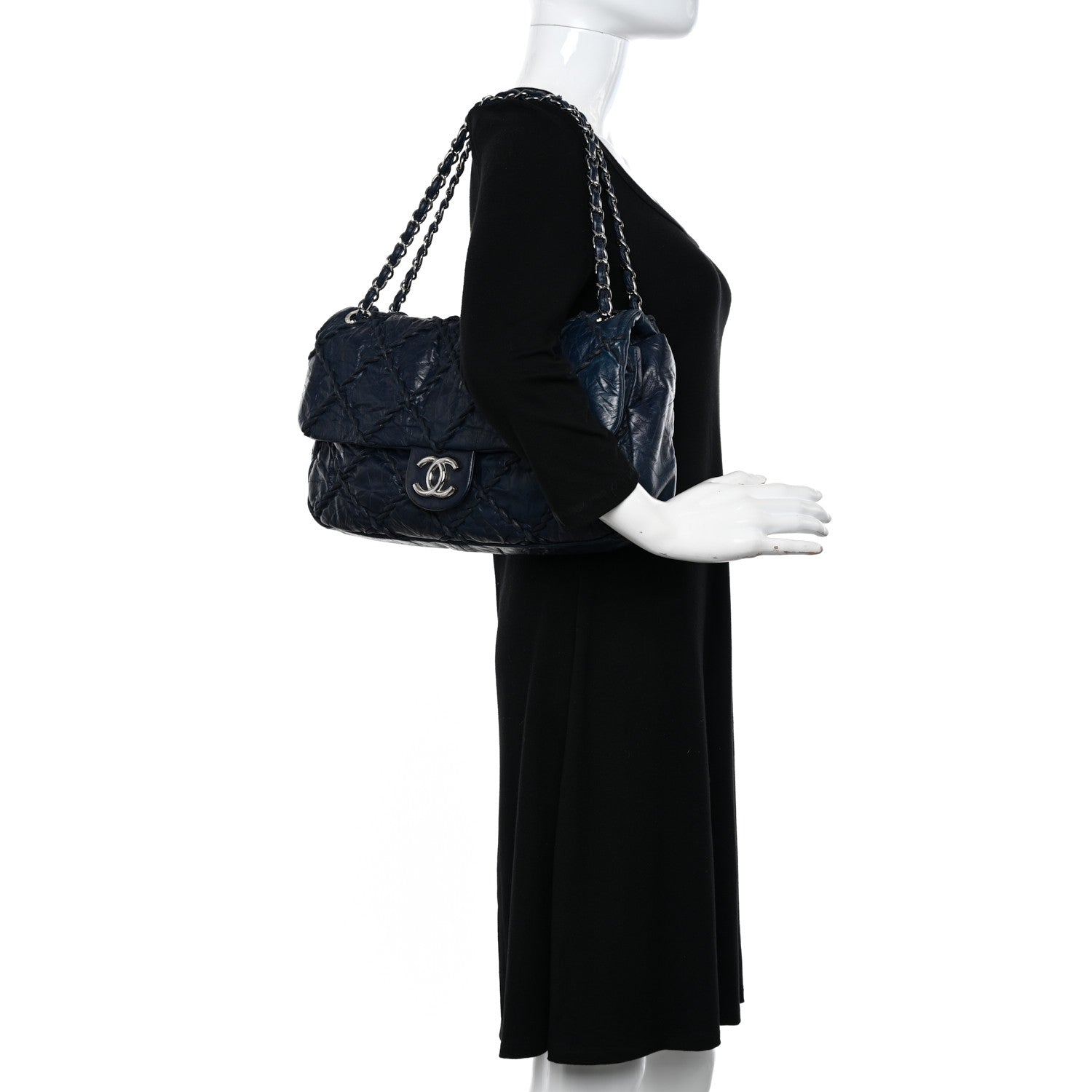 Chanel Calfskin Ultra Stitch Oversize Flap Navy 3 of 12