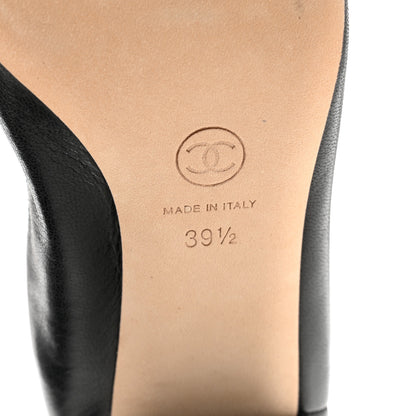 Chanel Lambskin Patent CC Elastic Cap Toe Ballerina Pumps 39.5 Black 7 of 10