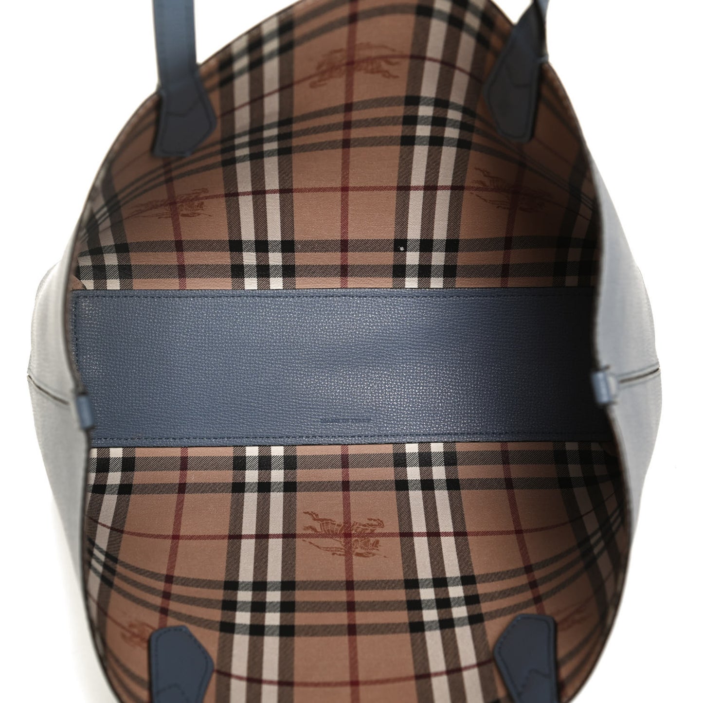 Calfskin Haymarket Check Small Reversible Tote Slate Blue