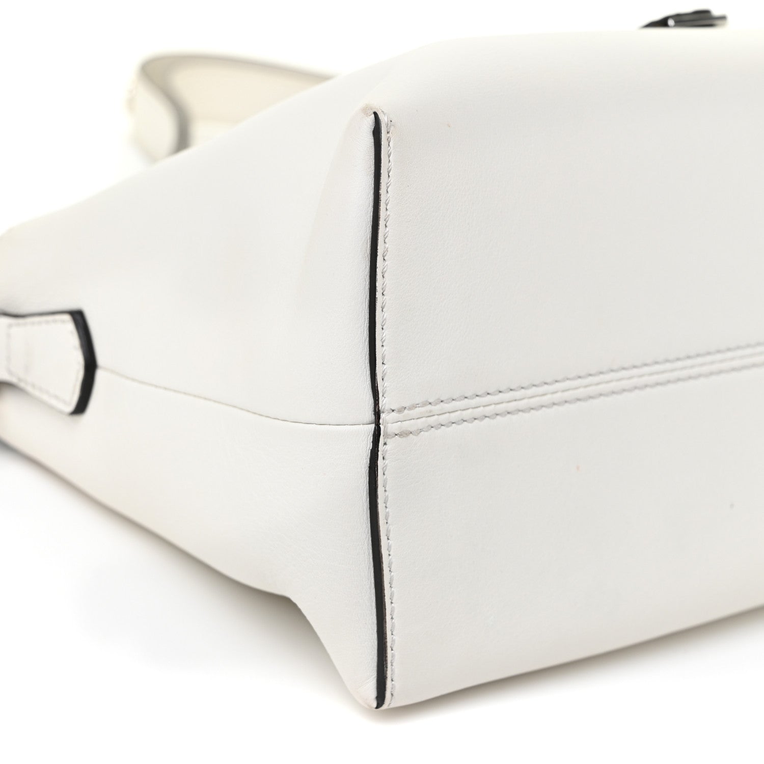 Fendi Vitello Dolce Bi-Color FF 1974 Embossed Medium By The Way Boston Bag White Ice Maya Black 8 of 13