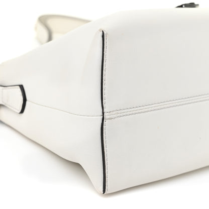 Fendi Vitello Dolce Bi-Color FF 1974 Embossed Medium By The Way Boston Bag White Ice Maya Black 8 of 13