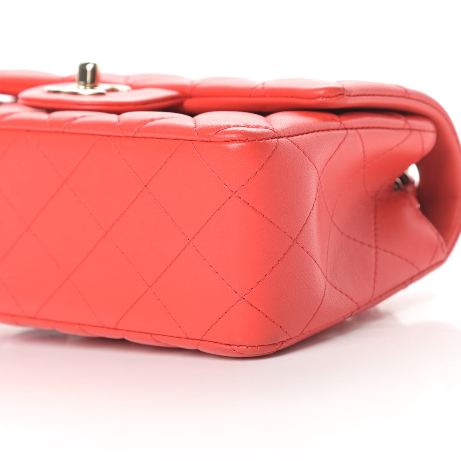 Chanel Lambskin Quilted Mini Rectangular Flap Red 10 of 17