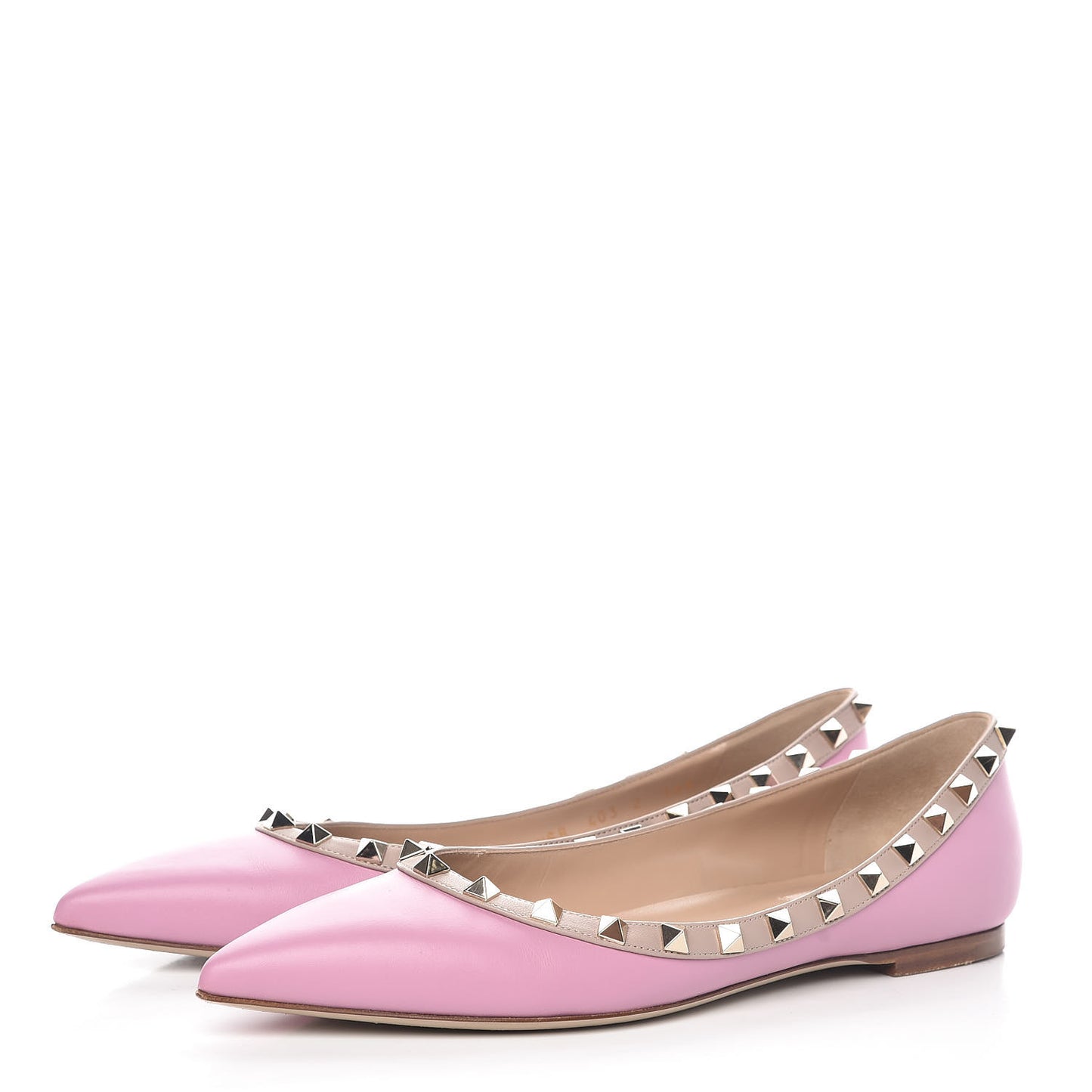 Calfskin Nappa Rockstud Ballerina Flats 38.5 Giacinto Poudre