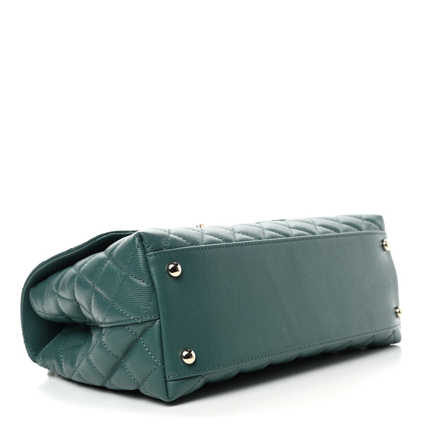 Caviar Quilted Small Coco Handle Flap Green