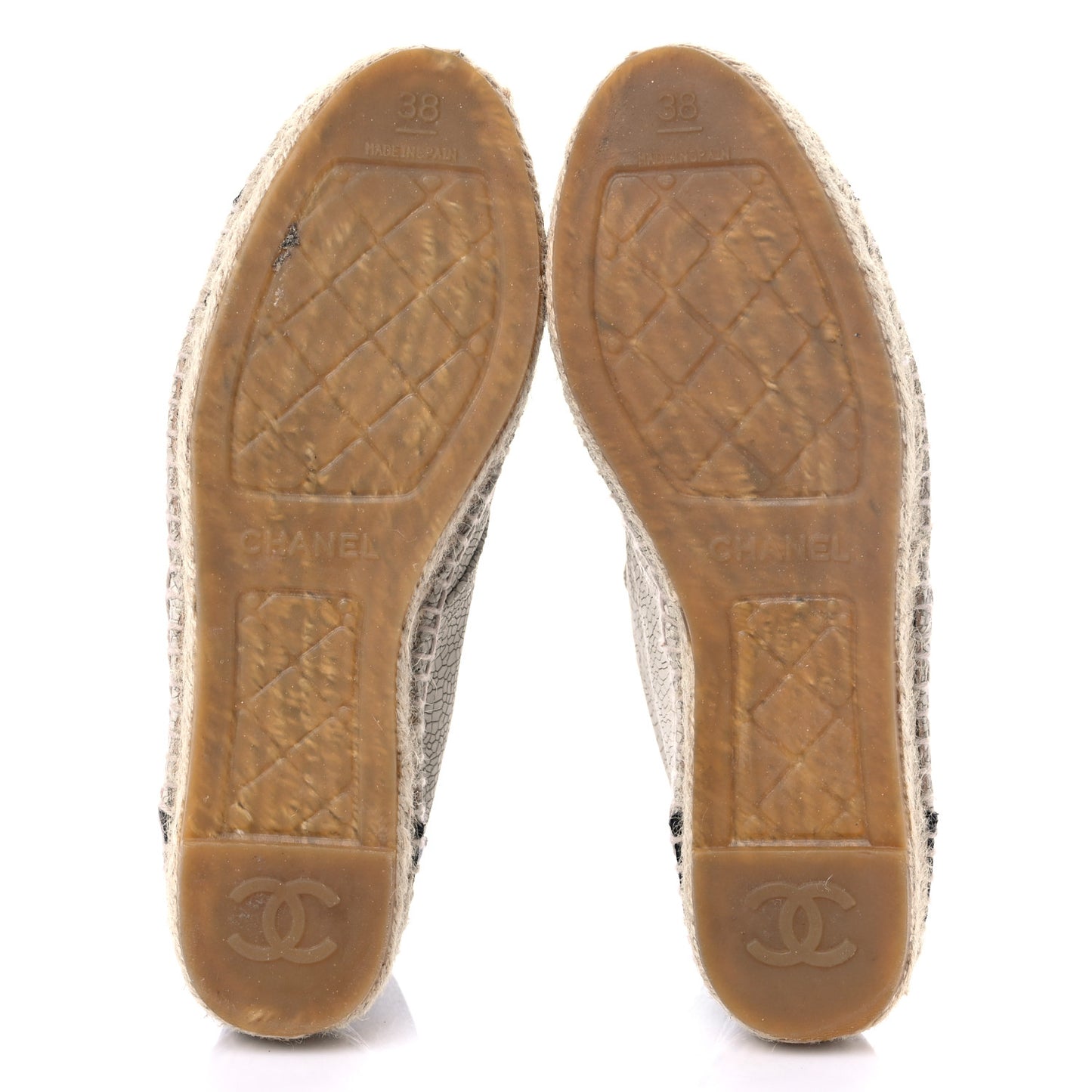 Crackled Calfskin High Top Espadrilles 38 Light Beige Black
