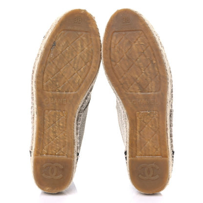 Chanel Crackled Calfskin High Top Espadrilles 38 Light Beige Black 5 of 10