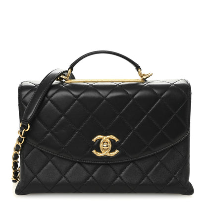 Chanel Lambskin Quilted Large Trendy Spirit Top Handle Bag Black 1 of 12