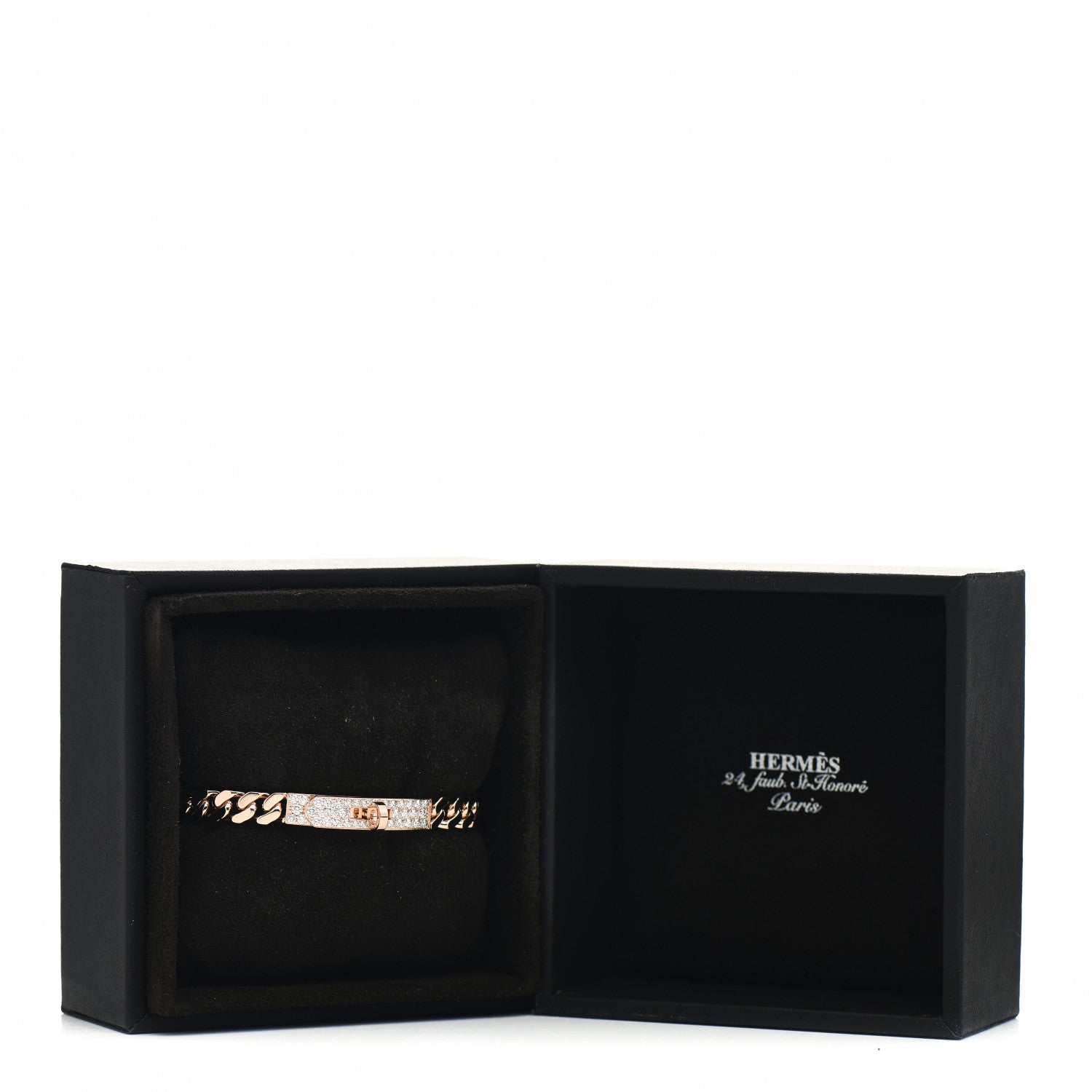 Hermes 18K Rose Gold Diamond PM Kelly Gourmette Bracelet SH 5 of 5