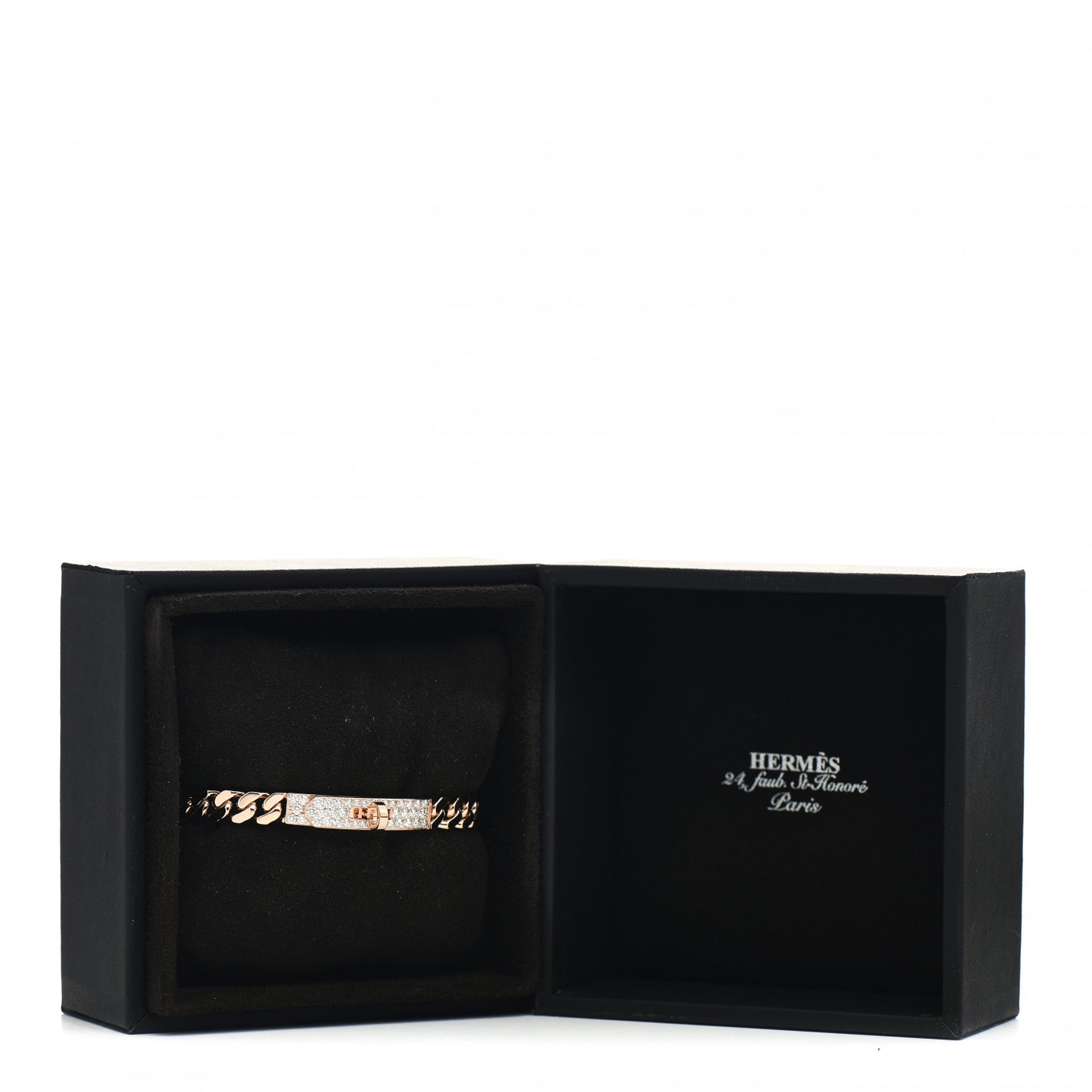 18K Rose Gold Diamond PM Kelly Gourmette Bracelet SH