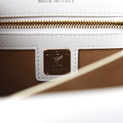 MCM Visetos Calfskin Small Patricia Crossbody Bag Cognac Black White 8 of 10