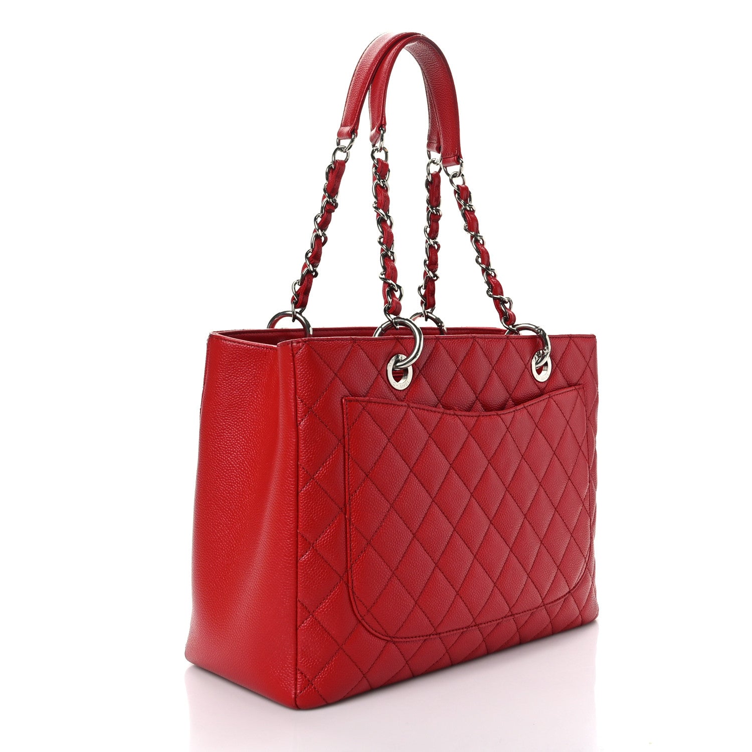 Chanel Caviar Quilted Grand Shopping Tote GST Red 3 of 12