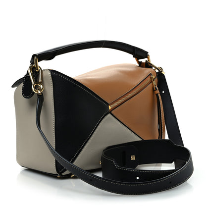 Loewe Grained Calfskin Medium Puzzle Bag Amber Light Oat 3 of 10