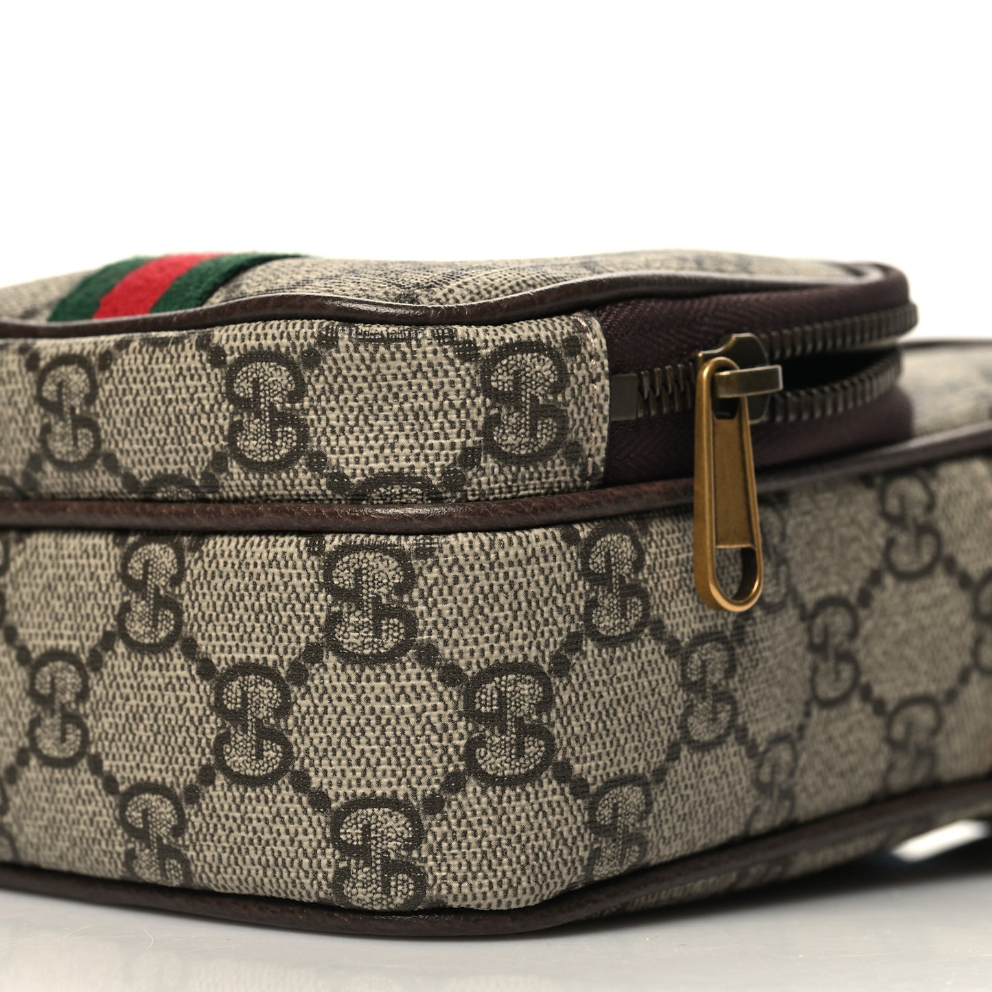 GG Supreme Monogram Web Mini Ophidia Double Zip Messenger Bag Beige New Acero