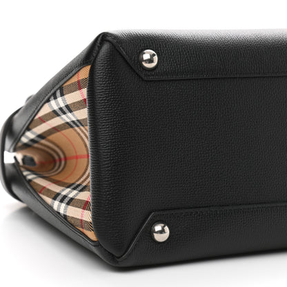 Burberry Derby Calfskin House Check Medium Banner Tote Black 10 of 12