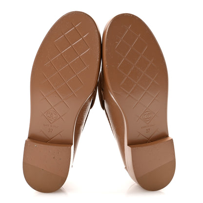 Chanel Crumpled Lambskin Quilted CC Turnlock Moccasins 37 Dark Beige 6 of 10