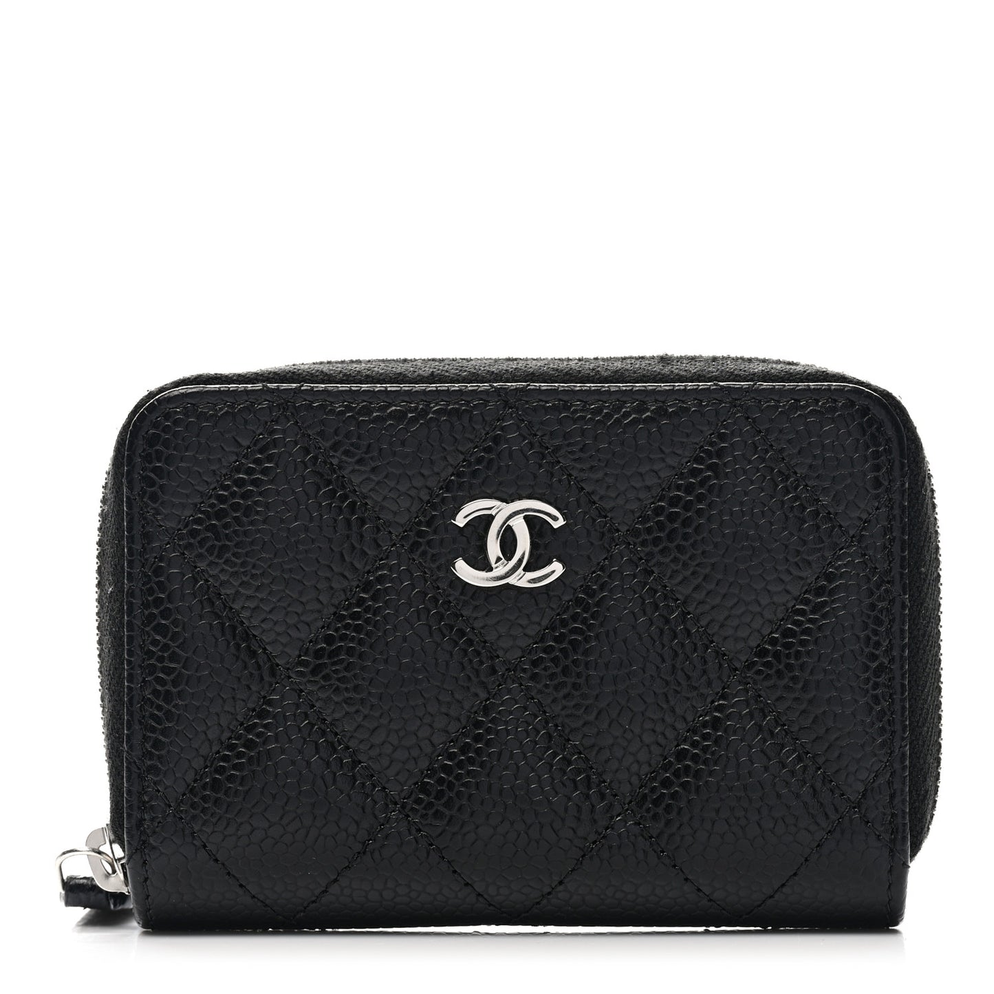 Caviar Quilted Zip Coin Purse Black