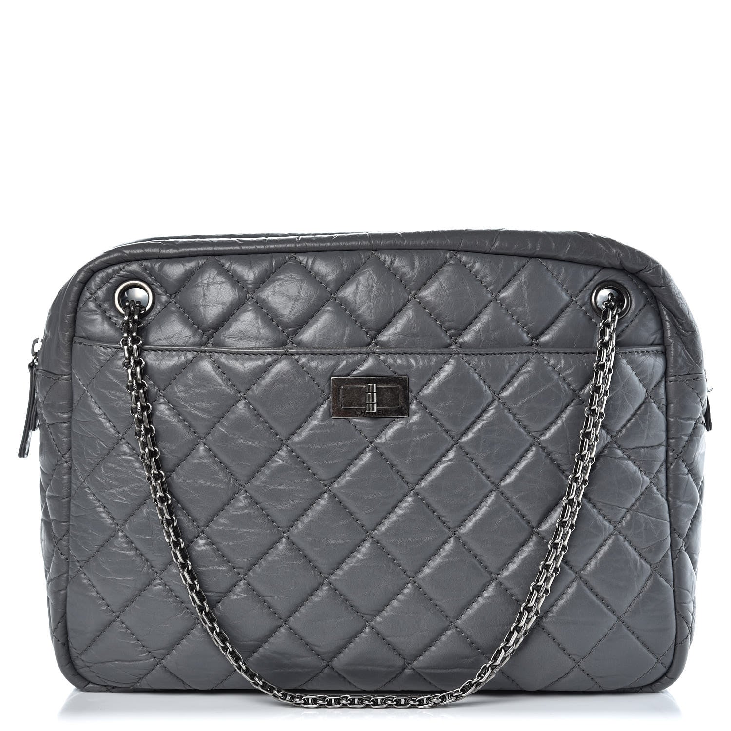 Chanel Aged Calfskin Quilted Large Reissue Camera Case Grey 1 of 8