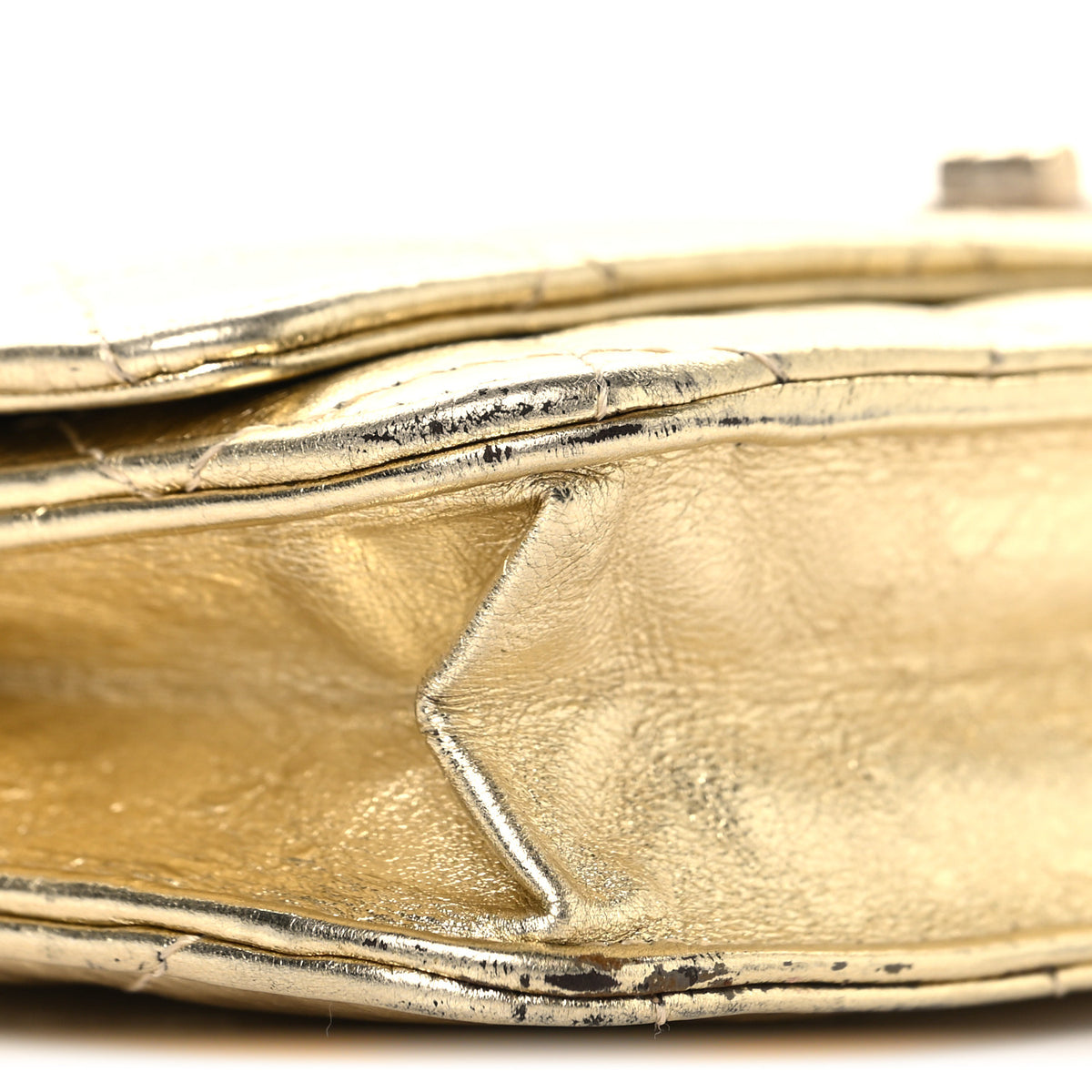 Chanel Metallic Aged Calfskin Quilted Reissue Wallet On Chain WOC Gold 9 of 12
