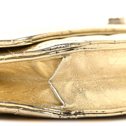 Chanel Metallic Aged Calfskin Quilted Reissue Wallet On Chain WOC Gold 9 of 12