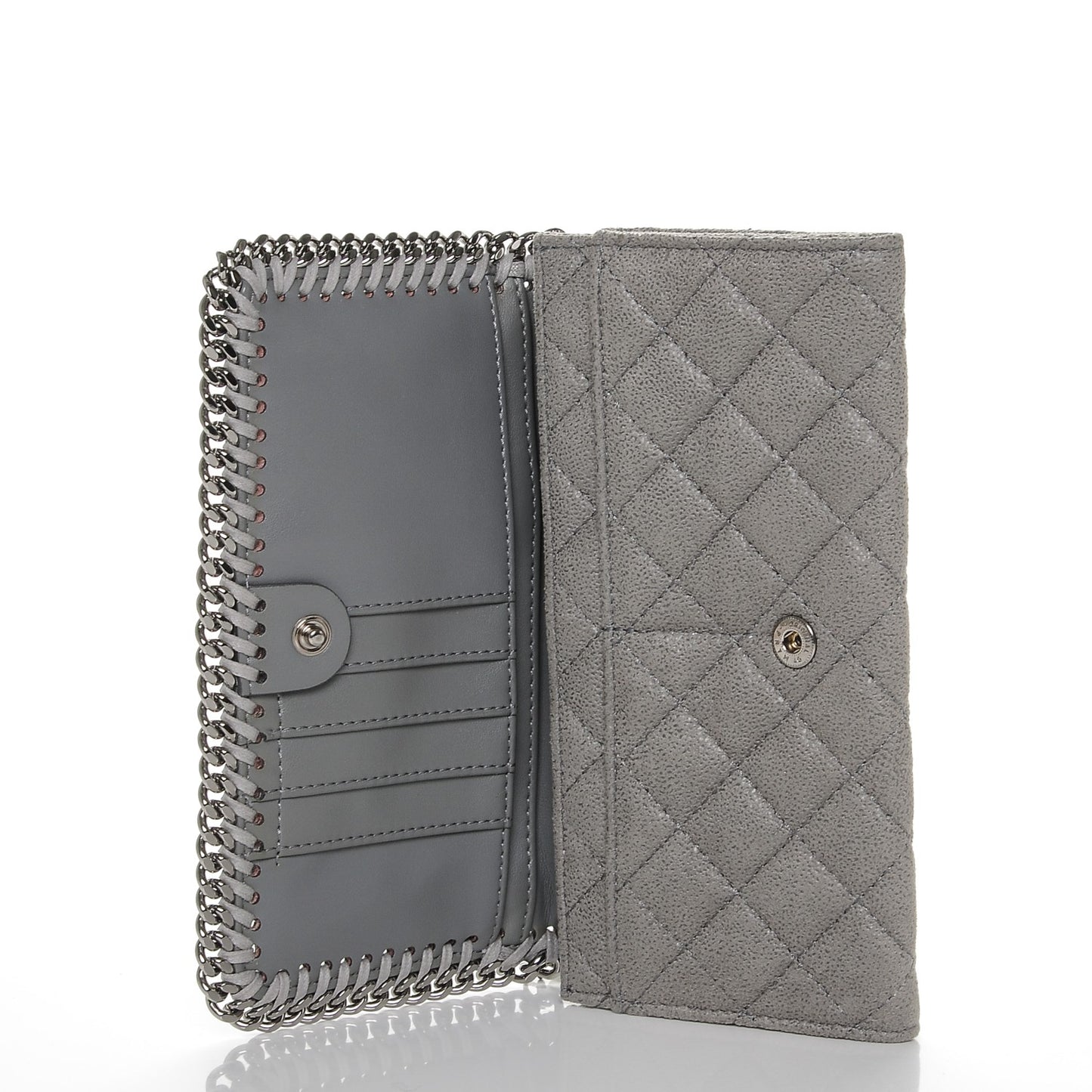 Shaggy Deer Quilted Falabella Flap Wallet Grey
