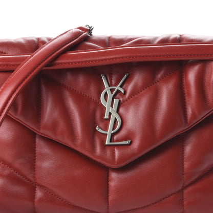 Saint Laurent Lambskin Quilted Small Loulou Puffer Monogram Chain Satchel Red 9 of 9