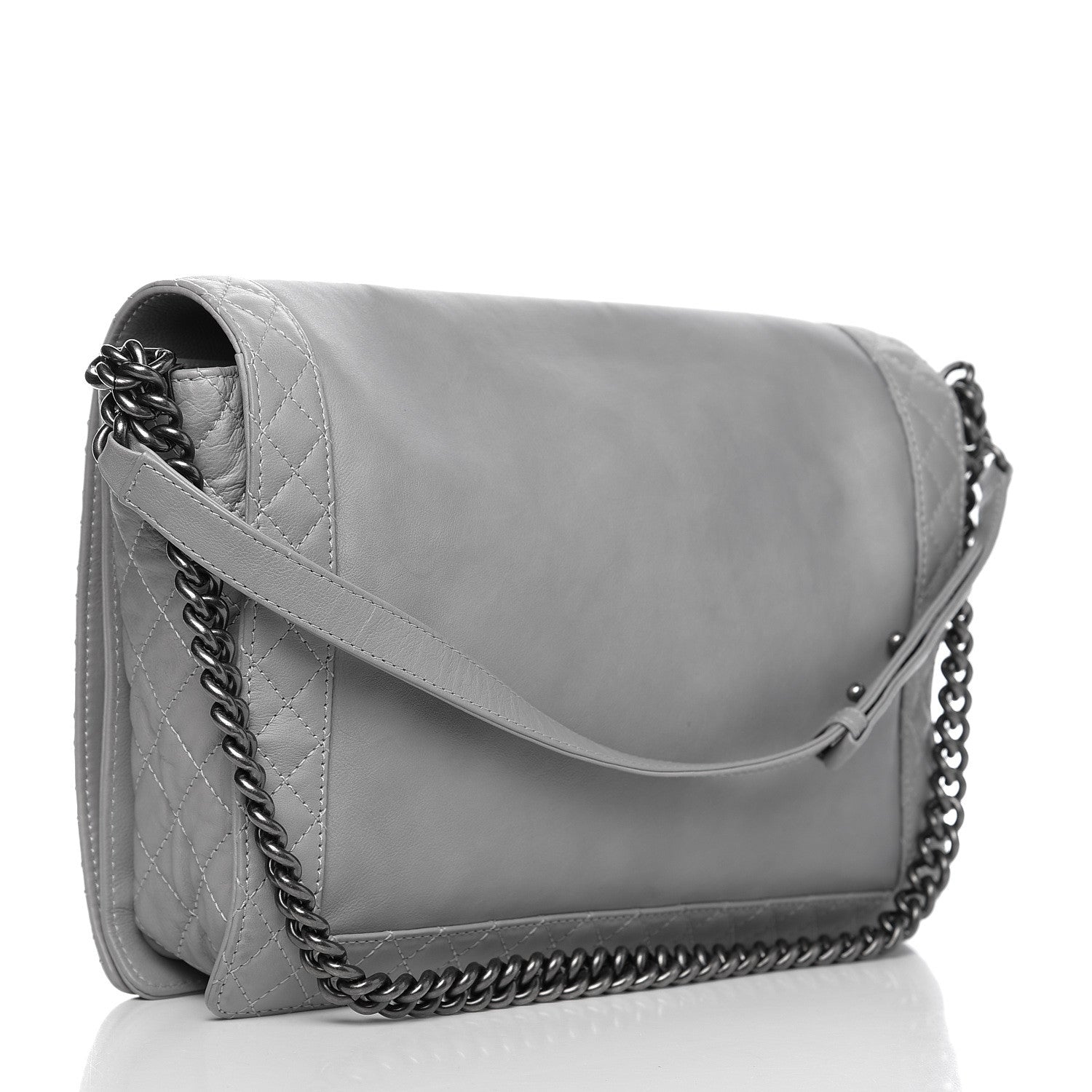 Chanel Calfskin Large Boy Reverso Flap Grey 2 of 9