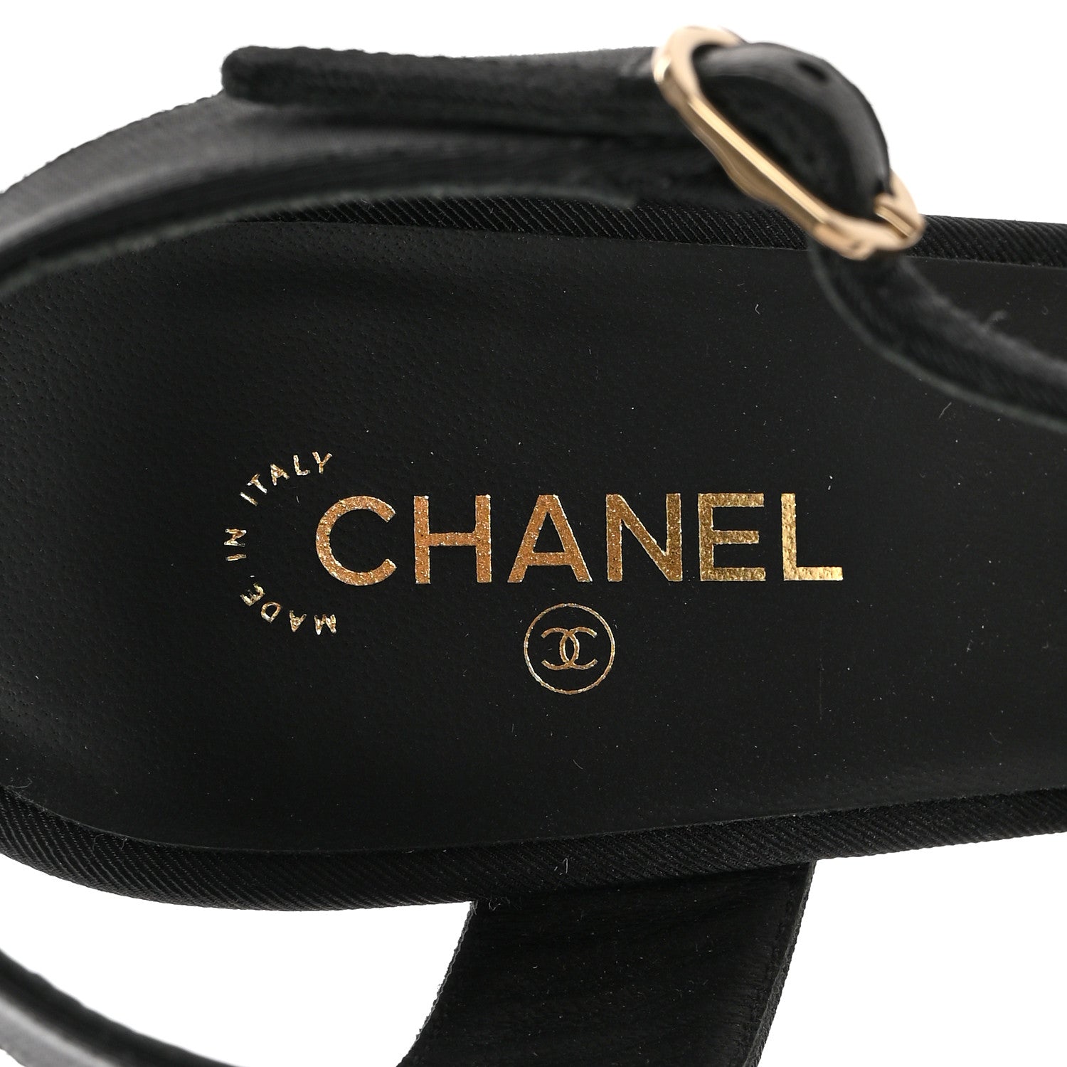 Chanel Grosgrain Metal CC Sandals 39.5 Black 7 of 11