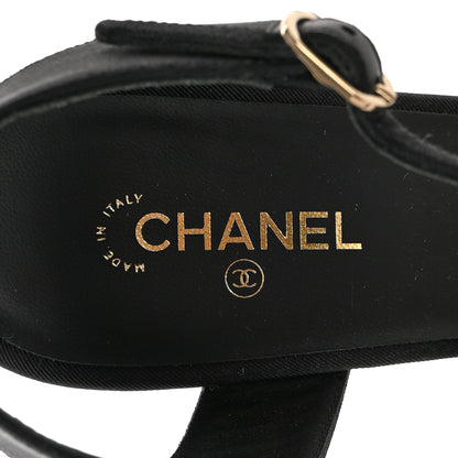 Chanel Grosgrain Metal CC Sandals 39.5 Black 7 of 11