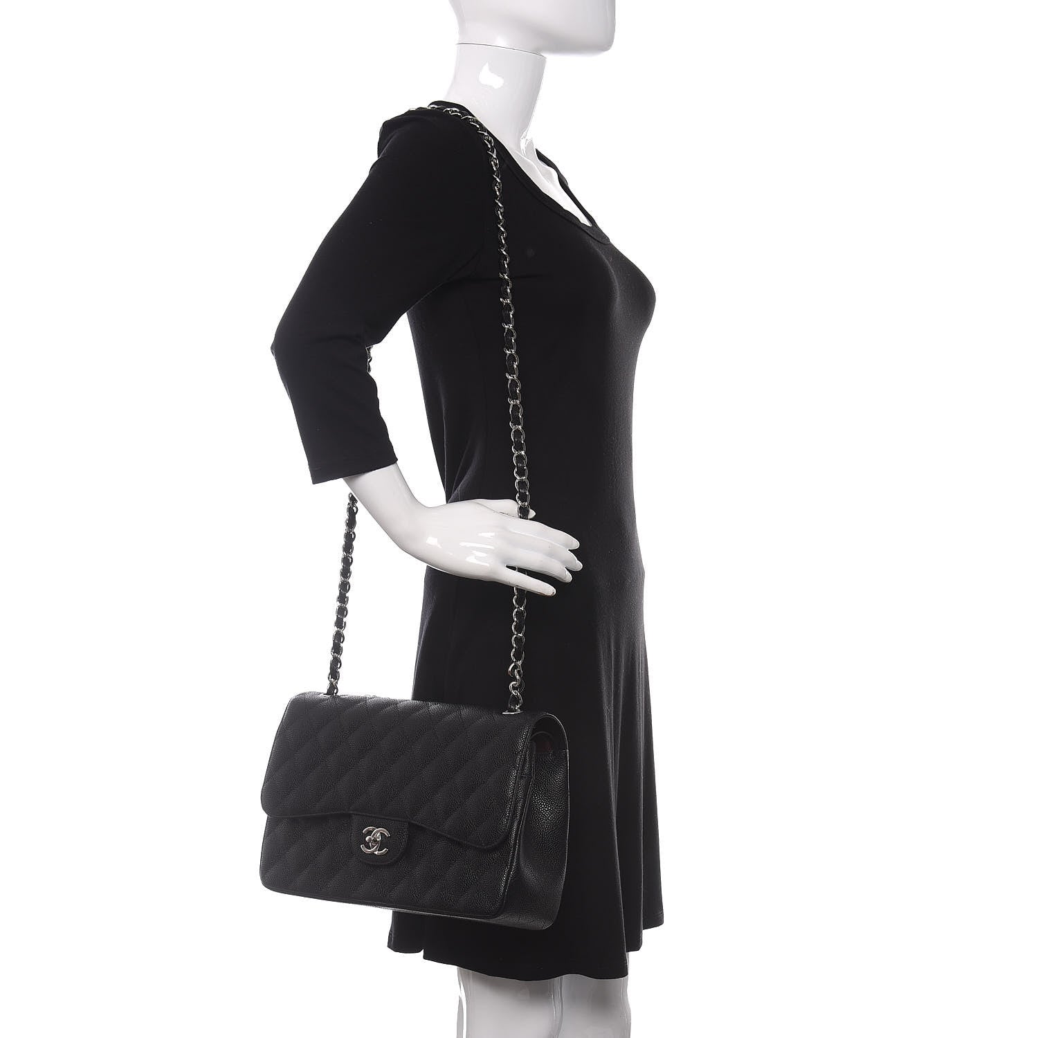 Chanel Caviar Quilted Jumbo Double Flap Black 2 of 10