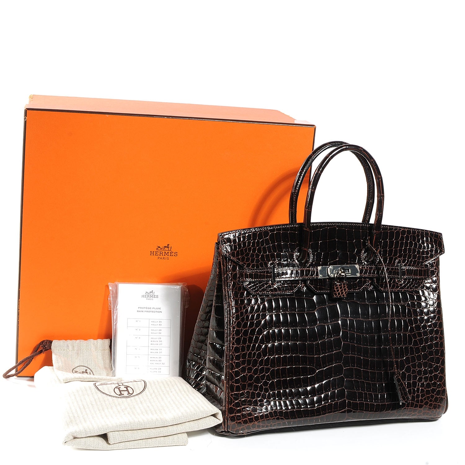Hermes Shiny Porosus Crocodile Birkin 35 Cocoan 5 of 10