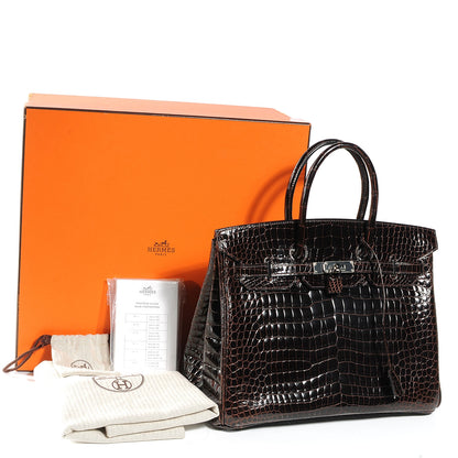 Hermes Shiny Porosus Crocodile Birkin 35 Cocoan 5 of 10