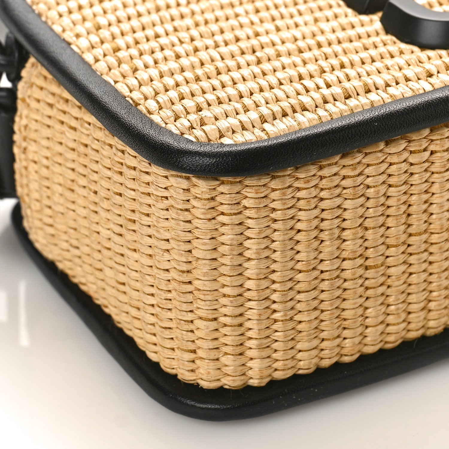 Marc Jacobs Calfskin Woven Straw Small Snapshot Camera Bag Beige 8 of 10