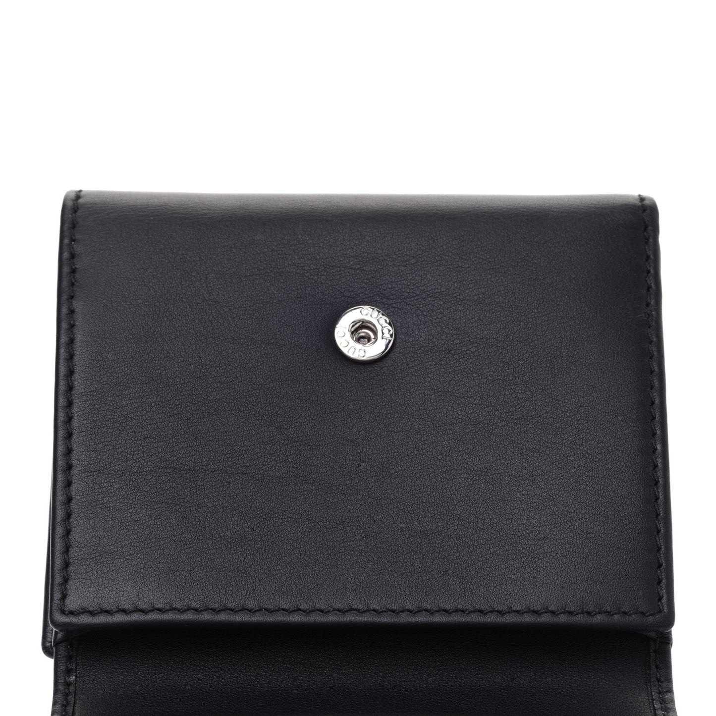 Calfskin Swarovski Crystal Mini GG Sparkling French Flap Wallet Black
