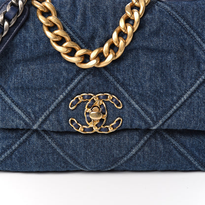 Chanel Denim Quilted Medium 19 Flap Blue 9 of 10