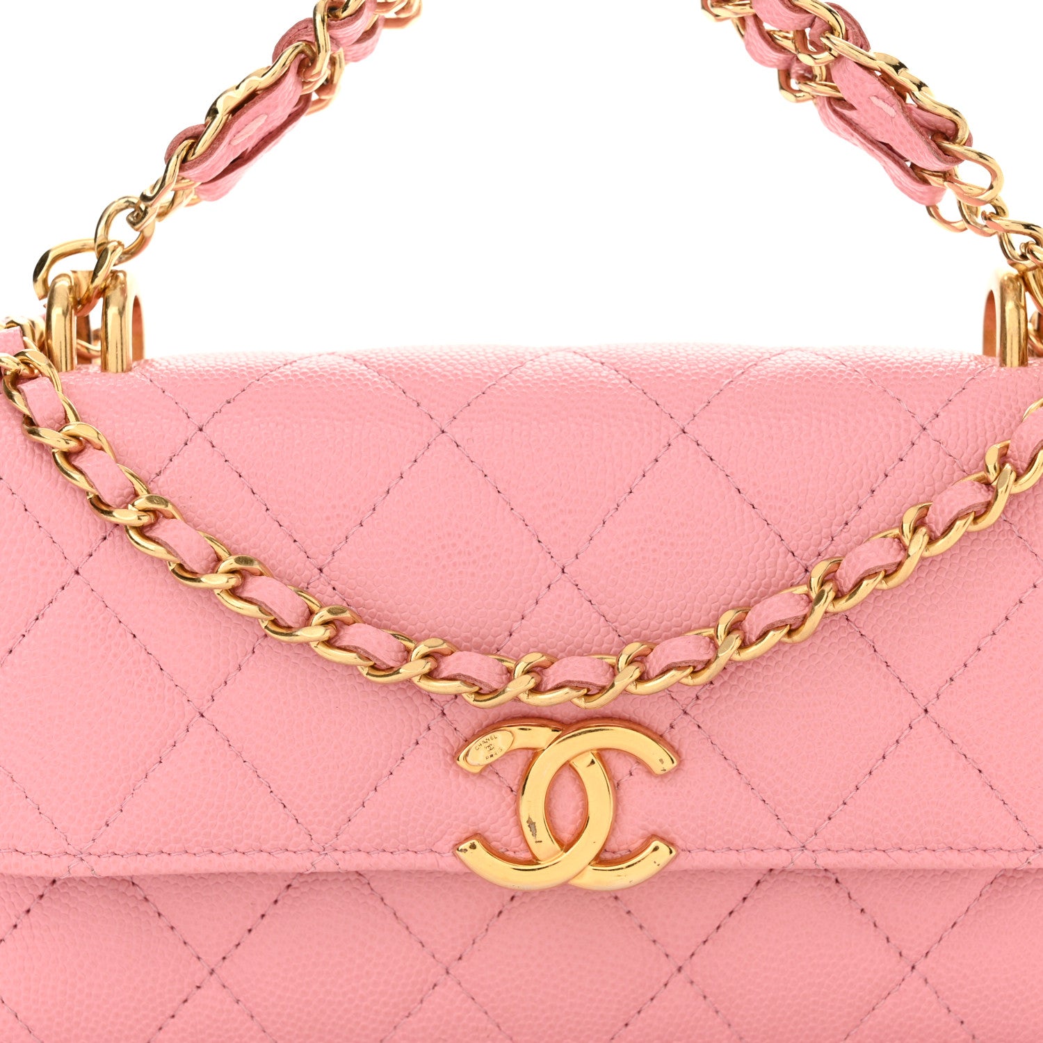 Chanel Caviar Quilted Flap Phone Holder With Chain Light Pink 9 of 13