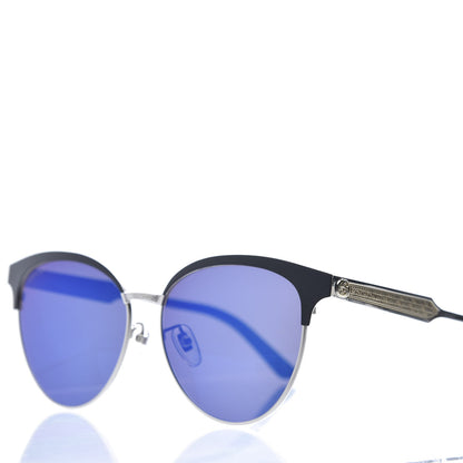 Gucci Round Metal GG0074SK Sunglasses Black Silver 6 of 8