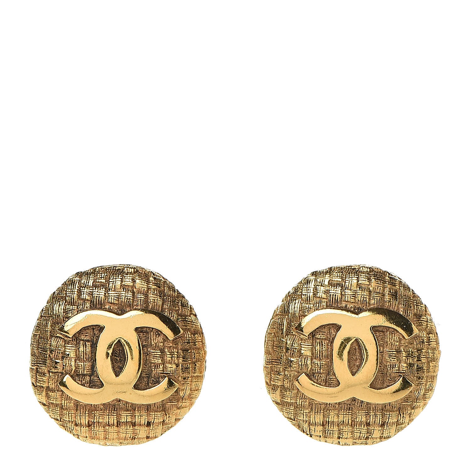 Chanel CC Button Clip On Earrings Gold 1 of 4
